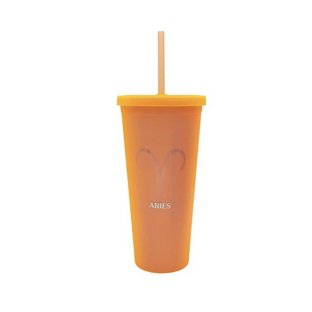 Modern Expressions Zodiac Tumbler/ Straw  22 fl oz Orange BPA Free  Aries  8"